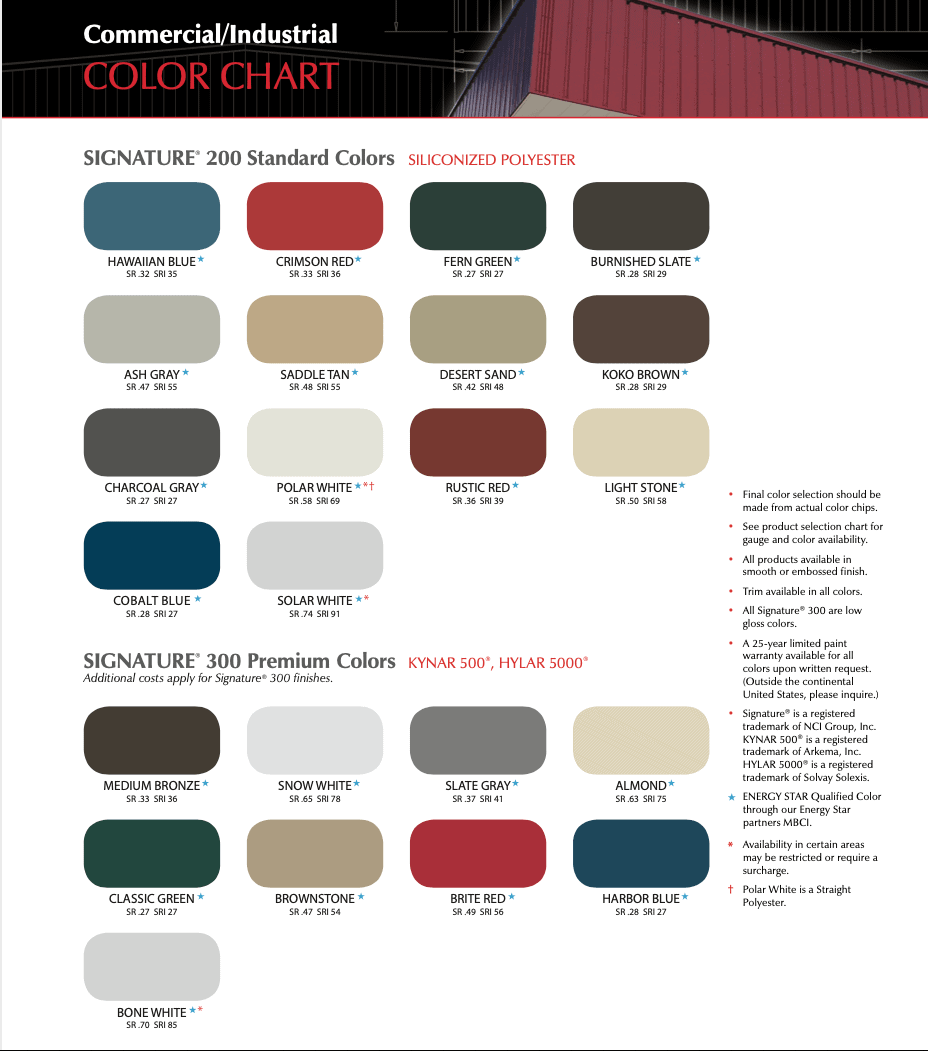 Commercial Color Chart